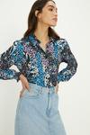 Oasis Slinky Animal Floral Long Sleeve Shirred Cuff Shirt thumbnail 1