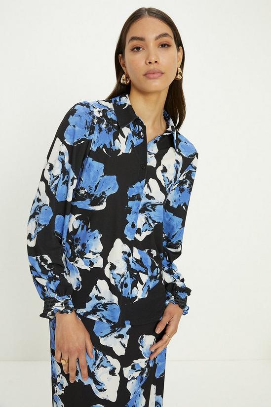 Oasis Slinky Jersey Floral Long Sleeve Shirred Cuff Shirt 2