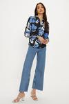 Oasis Slinky Jersey Floral Long Sleeve Shirred Cuff Shirt thumbnail 5