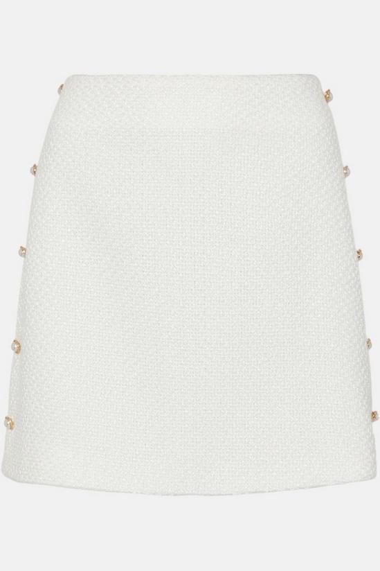 Oasis Tweed Side Button Detail Mini Skirt 4