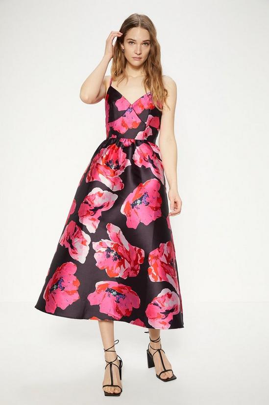 Oasis Floral Satin Twill Strappy Midi Dress 1