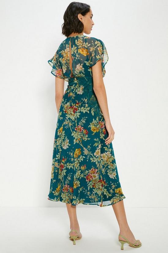 Oasis Petite Delicate Lace V Neck Floral Chiffon Midi Dress 3