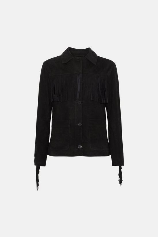 Oasis Petite Rachel Stevens Real Leather Fringe Jacket 4