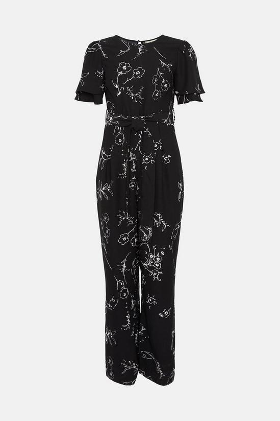 Oasis Mono Floral Printed Crepe Belted Jumpsuit 4