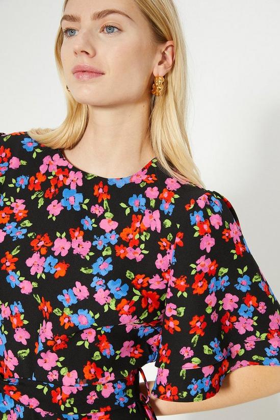 Oasis Floral Printed Frill Detail Belted Midi Dress 2