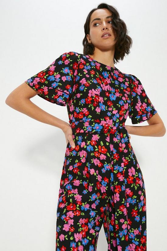 Oasis Floral Printed Crepe Belted Jumpsuit 1