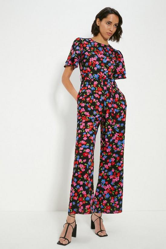 Oasis Floral Printed Crepe Belted Jumpsuit 2
