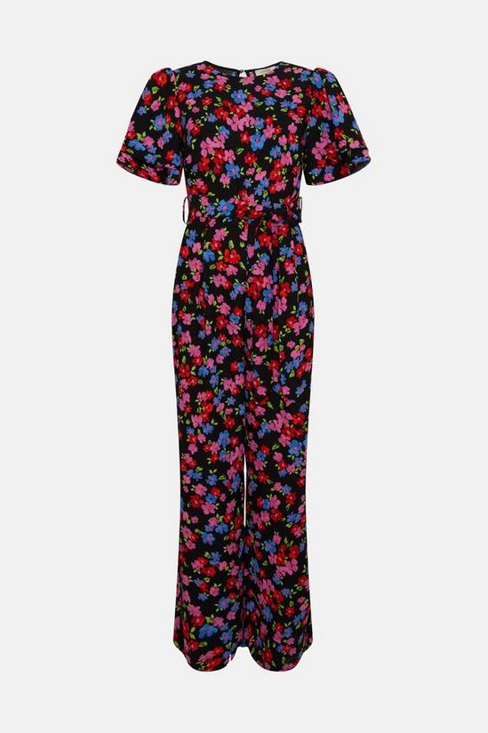 Oasis Floral Printed Crepe Belted Jumpsuit 4
