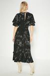 Oasis Petite Mono Floral Printed Frill Detail Belted Midi Dress thumbnail 3