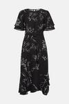 Oasis Petite Mono Floral Printed Frill Detail Belted Midi Dress thumbnail 5