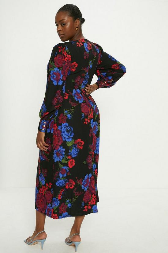 Oasis Plus Size Floral Printed Twist Front Crepe Midi Dress 3