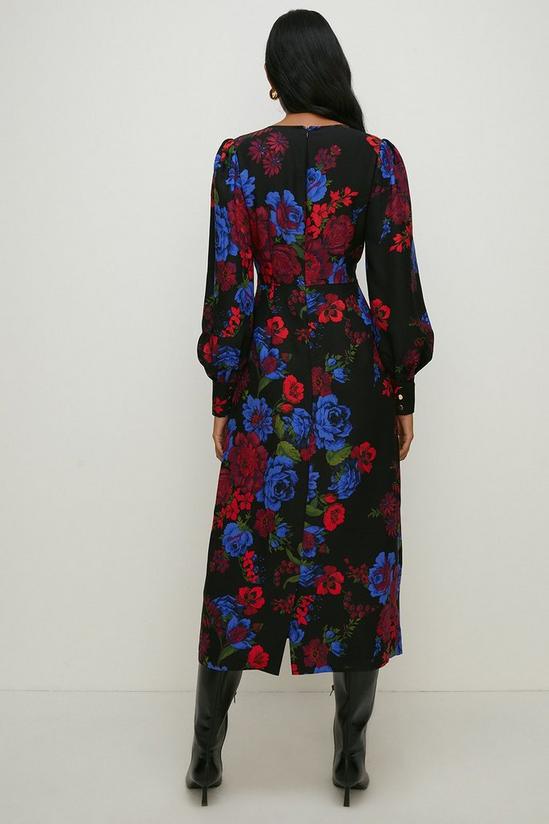 Oasis Petite Floral Printed Twist Front Crepe Midi Dress 3