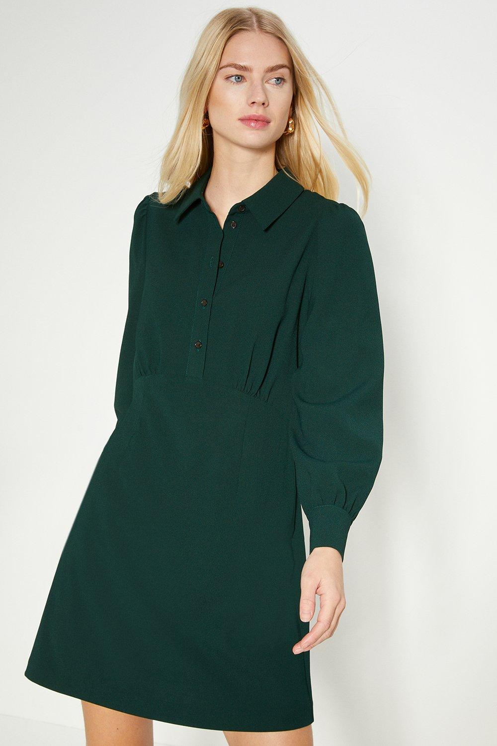 Dresses | Collared Crepe Empire Seam Shirt Dress | Oasis