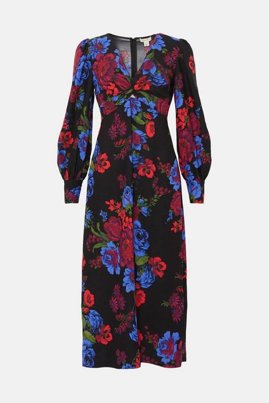 Oasis Floral Printed Twist Front Crepe Midi Dress 4