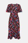 Oasis Petite  Floral Printed Frill Detail Belted Midi Dress thumbnail 4