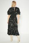 Oasis Mono Floral Printed Frill Detail Belted Midi Dress thumbnail 3