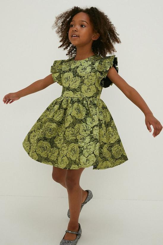 Oasis Kids Floral Jacquard Ruffle Detail Mini Dress 1