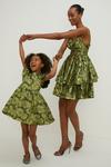 Oasis Kids Floral Jacquard Ruffle Detail Mini Dress thumbnail 3