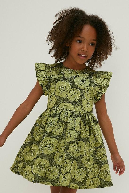 Oasis Kids Floral Jacquard Ruffle Detail Mini Dress 4