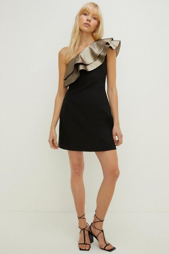 Oasis Premium Jacquard Ruffle Tailored Aline Dress 1