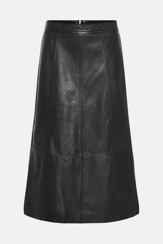 Oasis Leather Seam Detail Midi Skirt 4