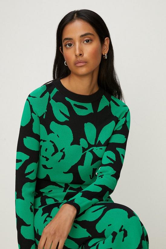 Oasis Floral Jacquard Knitted Midi Dress 1