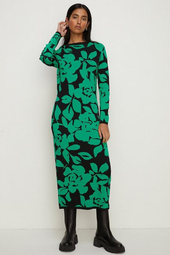 Oasis Floral Jacquard Knitted Midi Dress 2