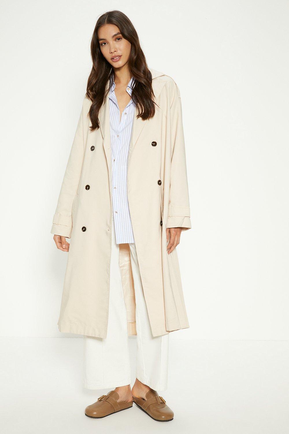 Pleat Detail Belted Trench Coat
