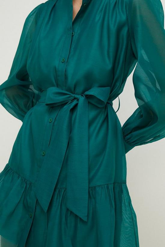 Oasis Long Sleeve Organza Mini Shirt Dress 2