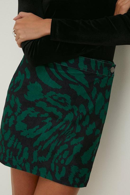 Oasis Green Animal Printed Cord Wrap Mini Skirt 2
