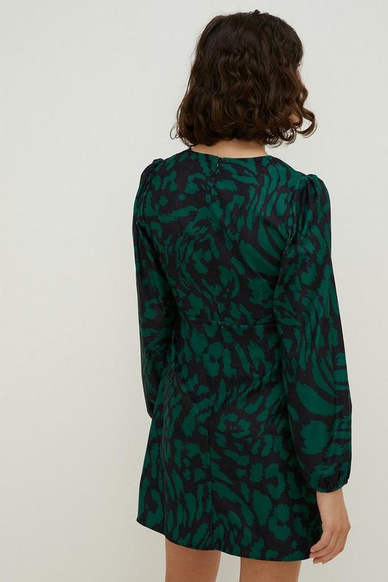 Oasis Green Animal Cord Printed V Neck Dress 3