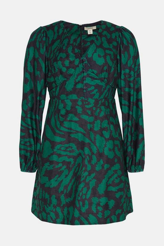 Oasis Green Animal Cord Printed V Neck Dress 4