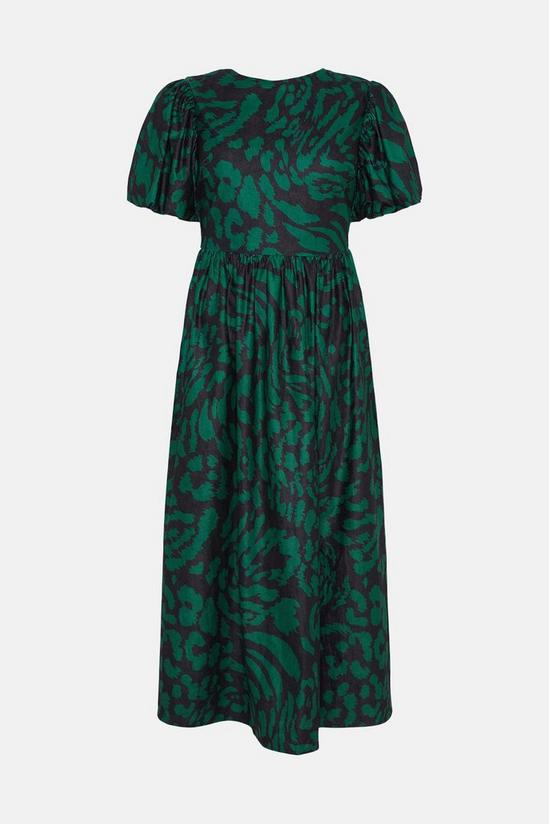 Oasis Green Animal Cord Printed Midi Smock Dress 4