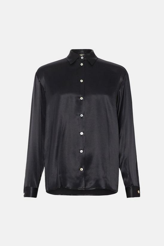 Oasis Button Through Long Sleeve Satin Shirt 4