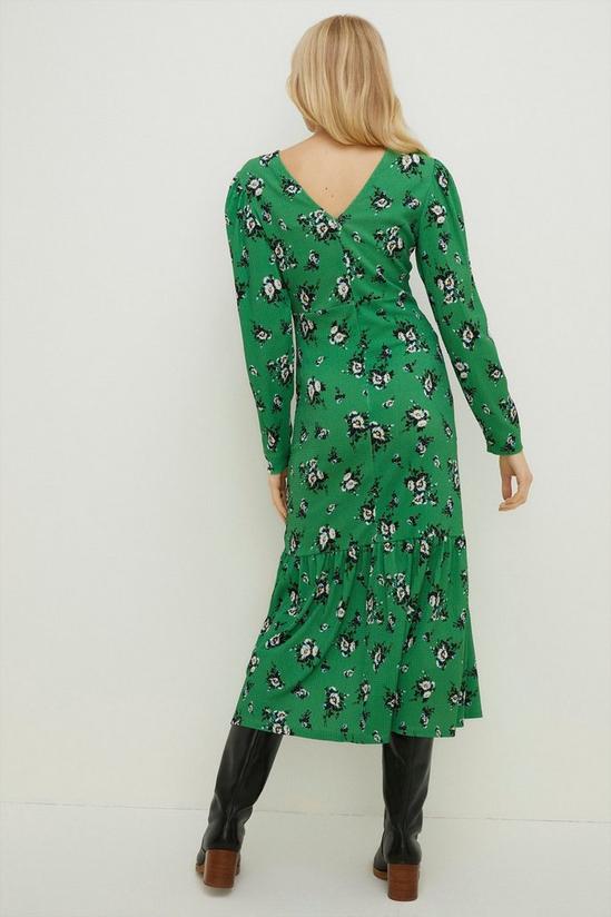 Oasis Floral Crinkle Crochet Insert Tier Midi Dress 3