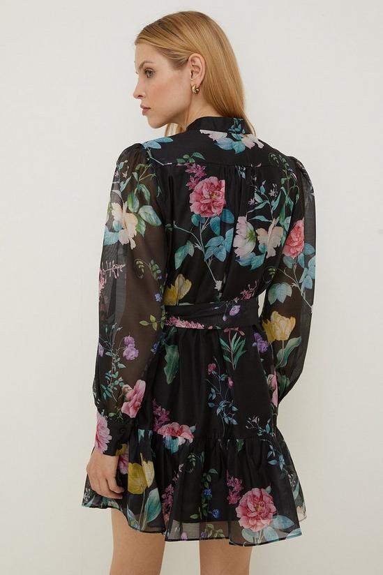 Oasis Petite Floral Printed Organza Mini Shirt Dress 3