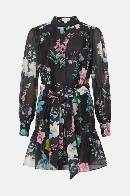 Oasis Petite Floral Printed Organza Mini Shirt Dress 4