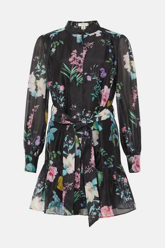 Oasis Floral Printed Organza Mini Shirt Dress 4
