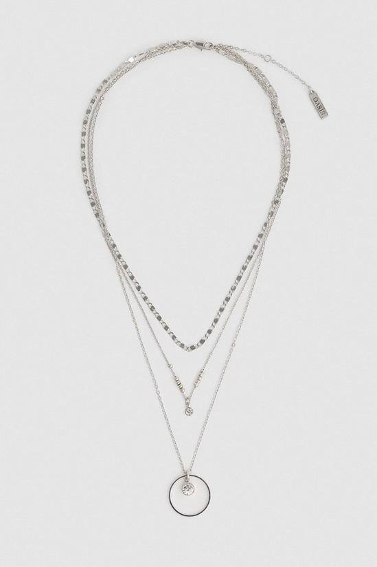 Oasis Three Row Necklace With Diamante Detail 1