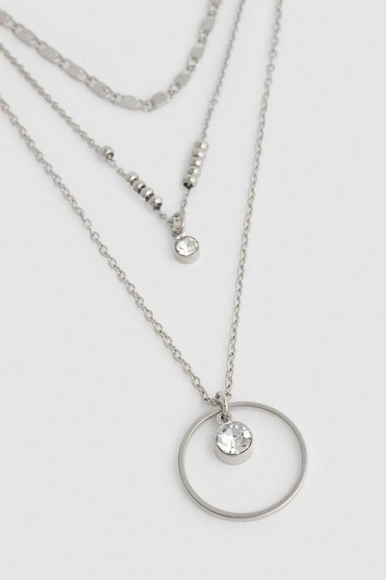 Oasis Three Row Necklace With Diamante Detail 2