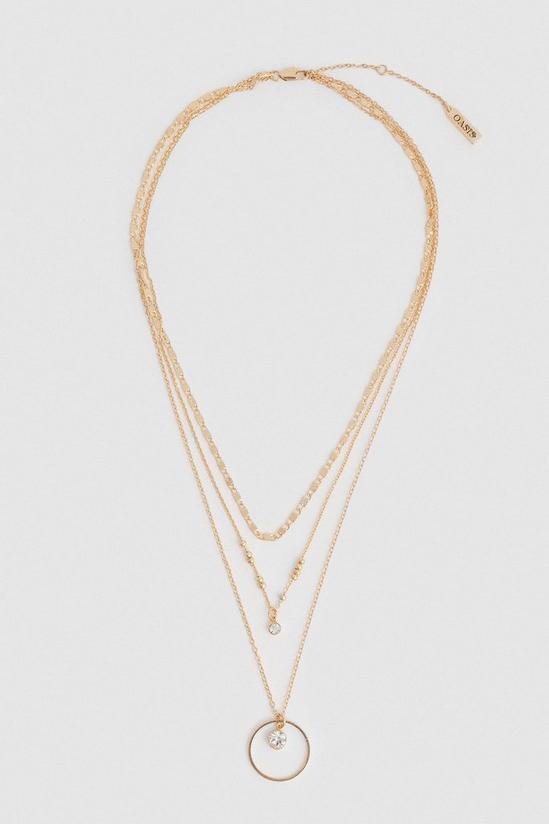 Oasis Three Row Necklace With Diamante Detail 1