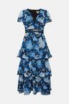 Oasis Petite Cluster Floral Lace Tiered Dobby Midi Dress thumbnail 4