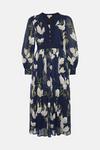 Oasis Magnolia Floral Dobby Chiffon Lace V Neck Midi Dress thumbnail 4