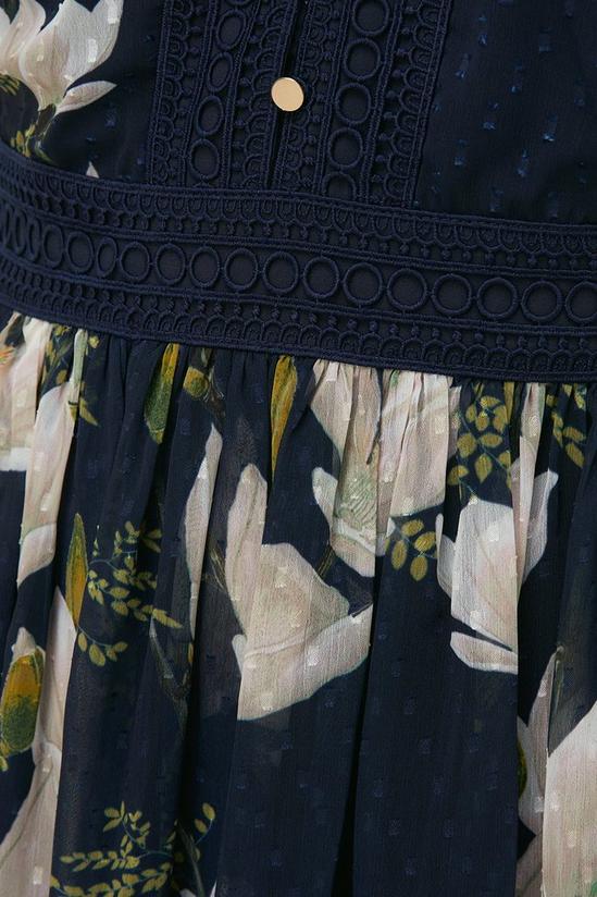 Oasis Magnolia Floral Dobby Chiffon Lace V Neck Midi Dress 5