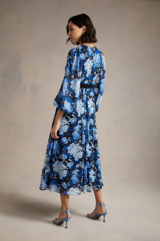 Oasis Cluster Floral Lace Balloon Sleeve Dobby Midi Dress 3
