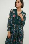 Oasis Floral Dobby Chiffon Lace V Neck Midi Dress thumbnail 1