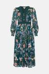 Oasis Floral Dobby Chiffon Lace V Neck Midi Dress thumbnail 4