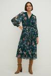 Oasis Floral Dobby Chiffon Lace V Neck Midi Dress thumbnail 5