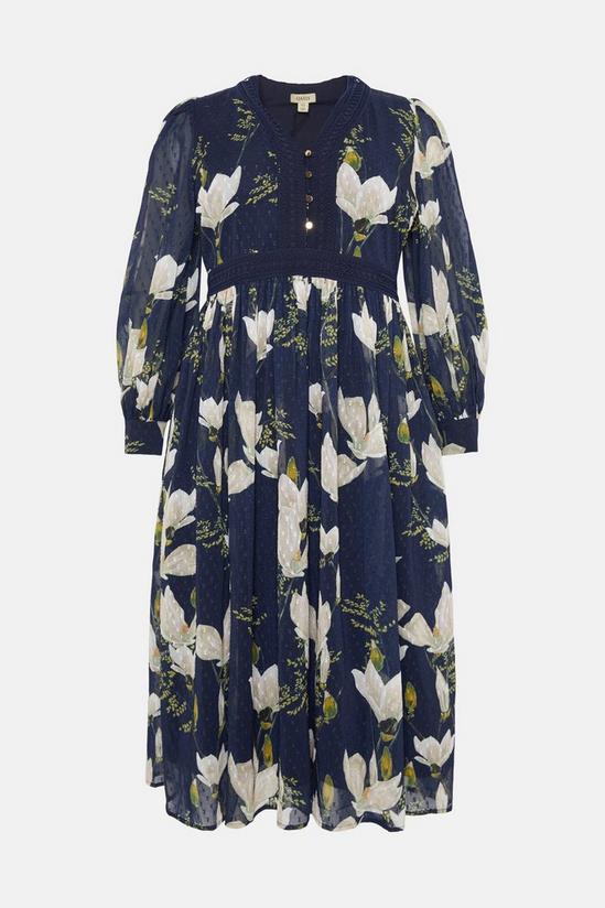 Oasis Plus Size Magnolia Floral Dobby Lace V Neck Midi Dress 4