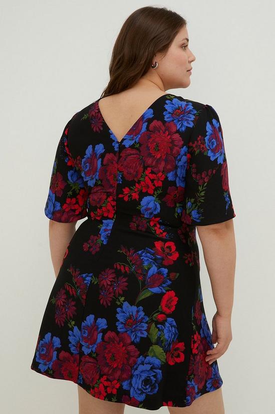 Oasis Curve Floral Printed Ruched Detail Crepe Mini Dress 3